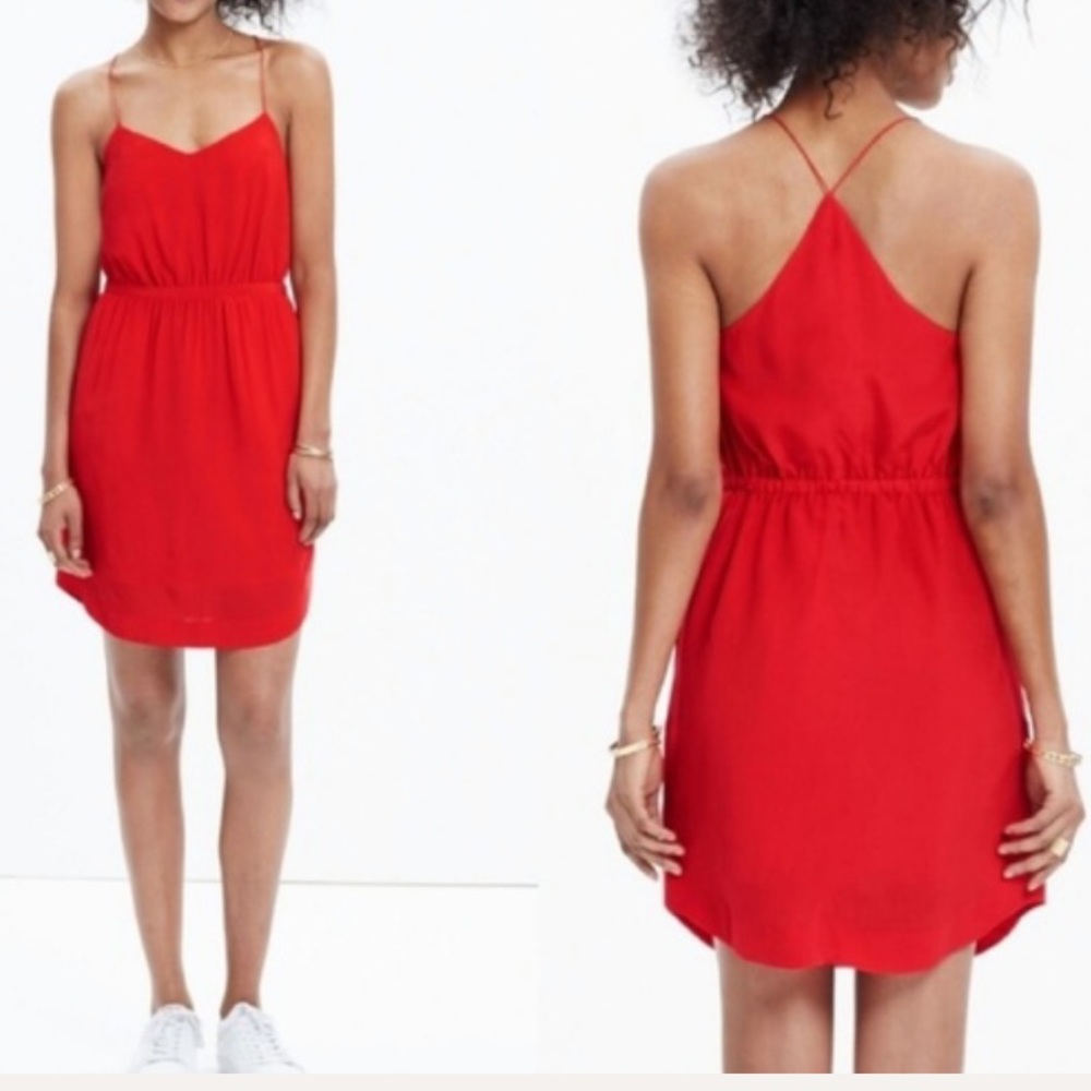Madewell red racerback dress w/ pockets. Size 10
